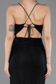 Abschlusskleid Lang Spitze Schwarz ABU5719