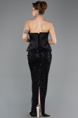 Abendkleid Lang Schuppig Schwarz ABU5702