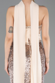 Abendkleid im Meerjungfrau-Stil Lang Schuppig Beige ABU5703