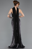Abendkleid im Meerjungfrau-Stil Lang Schuppig Schwarz ABU5703