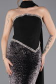 Abendkleid im Meerjungfrau-Stil Lang Schuppig Schwarz ABU5703