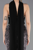 Abendkleid im Meerjungfrau-Stil Lang Schuppig Schwarz ABU5703