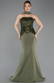 Abendkleid im Meerjungfrau-Stil Lang Khaki ABU5704