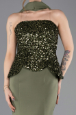 Abendkleid im Meerjungfrau-Stil Lang Khaki ABU5704