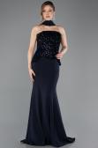 Abendkleid im Meerjungfrau-Stil Lang Marineblau ABU5704