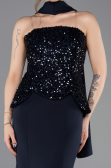 Abendkleid im Meerjungfrau-Stil Lang Marineblau ABU5704