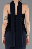 Abendkleid im Meerjungfrau-Stil Lang Marineblau ABU5704