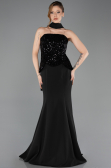 Abendkleid im Meerjungfrau-Stil Lang Schwarz ABU5704