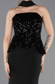 Abendkleid im Meerjungfrau-Stil Lang Schwarz ABU5704