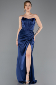 Abendkleid Lang Satin Marineblau ABU5708