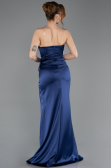 Abendkleid Lang Satin Marineblau ABU5708