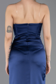 Abendkleid Lang Satin Marineblau ABU5708