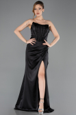 Abendkleid Lang Satin Schwarz ABU5708