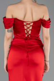 Abschlusskleid Lang Satin Rot ABU5709