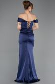 Abschlusskleid Lang Satin Marineblau ABU5709