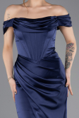 Abschlusskleid Lang Satin Marineblau ABU5709