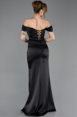 Abschlusskleid Lang Satin Schwarz ABU5709