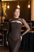 Abendkleid im Meerjungfrau-Stil Lang Spitze Braun ABU5725