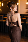 Abschlusskleid Lang Spitze Braun ABU5719
