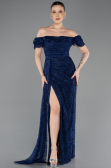 Standesamtkleid Lang Spitze Marineblau ABU5728