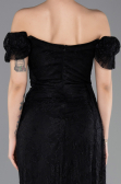 Standesamtkleid Lang Spitze Schwarz ABU5728