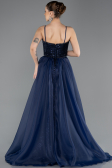 Abendkleid Lang Perlenbesetzt Marineblau ABU5730