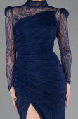 Abendkleid Lang Spitze Marineblau ABU5700