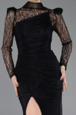 Abendkleid Lang Spitze Schwarz ABU5700