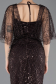Abendkleid Lang Perlenbesetzt Braun ABU5718