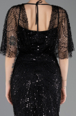 Abendkleid Lang Perlenbesetzt Schwarz ABU5718