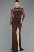 Standesamtkleid Lang Spitze Braun ABU5736