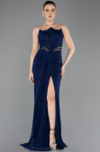 Standesamtkleid Lang Spitze Marineblau ABU5736