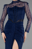 Standesamtkleid Lang Spitze Marineblau ABU5736