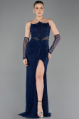 Standesamtkleid Lang Spitze Marineblau ABU5736