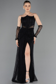 Standesamtkleid Lang Spitze Schwarz ABU5736