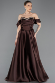 Abendkleid in Übergröße Lang Satin Braun ABU5726