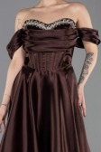 Abendkleid in Übergröße Lang Satin Braun ABU5726