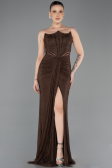 Standesamtkleid Lang Spitze Braun ABU5736