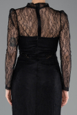 Standesamtkleid Lang Spitze Schwarz ABU5736
