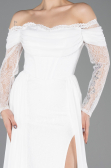 Standesamtkleid Lang Spitze Weiß ABU5727