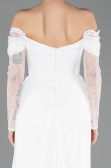 Standesamtkleid Lang Spitze Weiß ABU5727