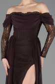 Standesamtkleid Lang Spitze Braun ABU5727