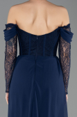 Standesamtkleid Lang Spitze Marineblau ABU5727