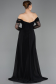 Standesamtkleid Lang Spitze Schwarz ABU5727