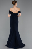 Abendkleid im Meerjungfrau-Stil Lang Marineblau ABU5740