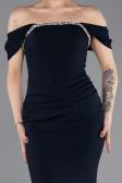 Abendkleid im Meerjungfrau-Stil Lang Marineblau ABU5740