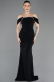 Abendkleid im Meerjungfrau-Stil Lang Schwarz ABU5740