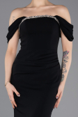 Abendkleid im Meerjungfrau-Stil Lang Schwarz ABU5740