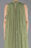 Abendkleid im Meerjungfrau-Stil Lang Perlenbesetzt Khaki ABU5741
