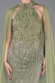 Abendkleid im Meerjungfrau-Stil Lang Perlenbesetzt Khaki ABU5741